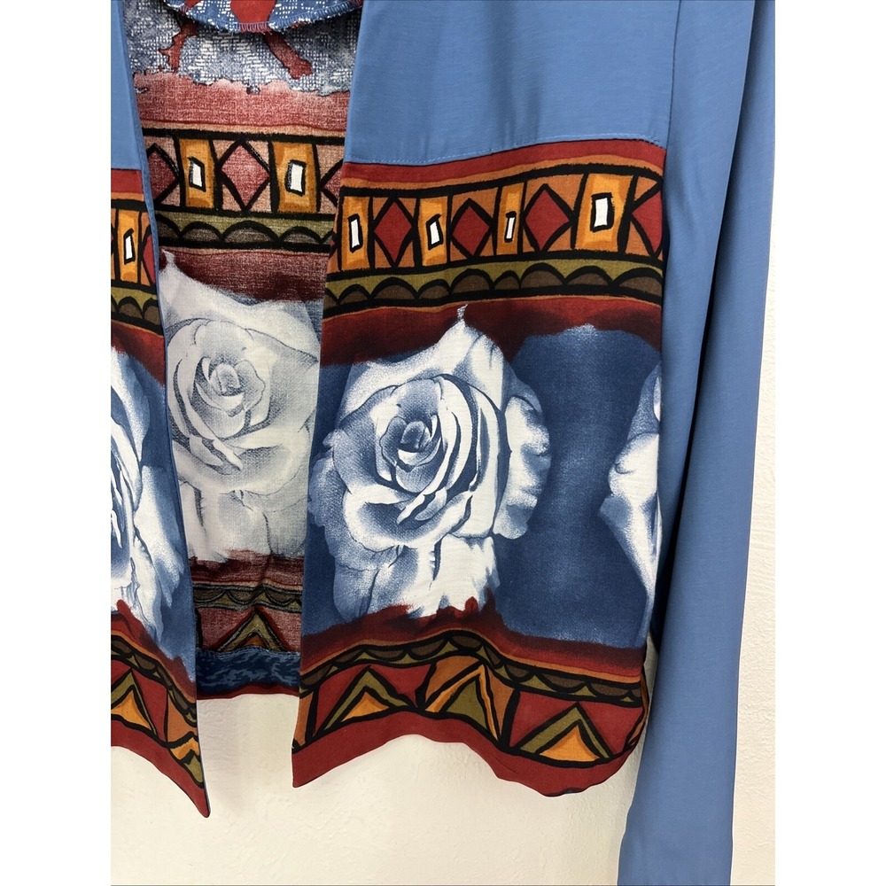 AKF New York Women's Jacket Size 10 Vintage Blue White Rose NWT USA - Picture 3 of 11